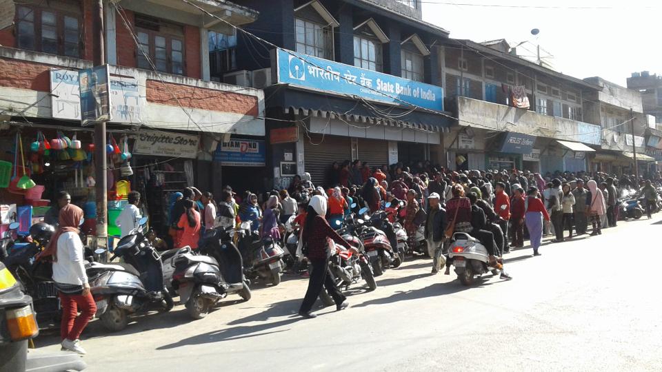 Street outside bank in Manipur during demonetisation and network shutdown 2016