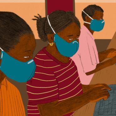 peopole connected in a community internet center, women are collaborating with each other