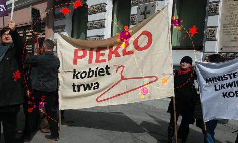 Image description: 2016 Protest in Poland against abortion law 